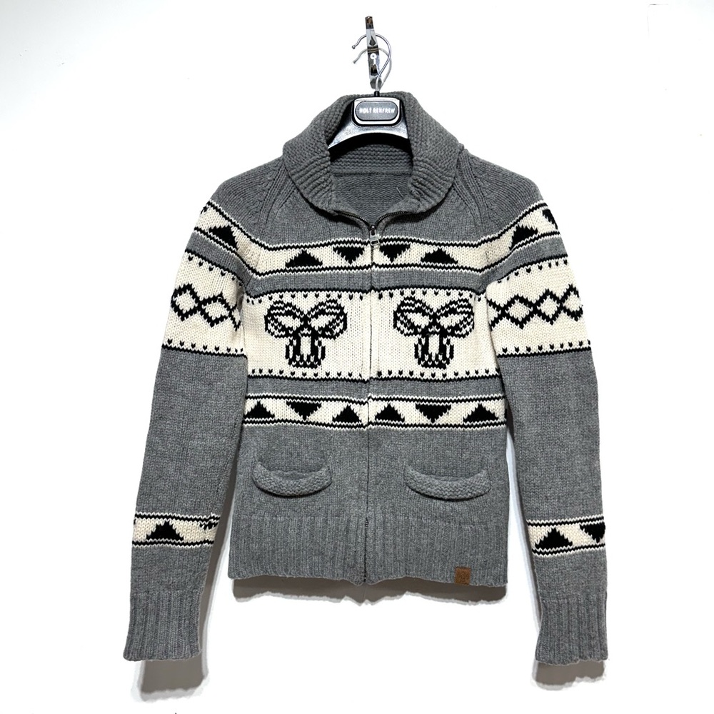Aritzia TNA 100% Lambswool Gray Zip Up Cardigan Sweater Sz XS
